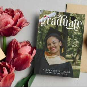 Elegant White Overlay Photo Graduate Invitation