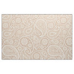 Elegant White Paisley Over Tan Background Fabric