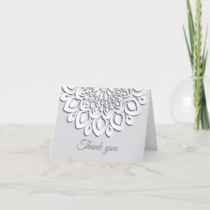 Elegant White Paper Cut Mandala Letterpress Thank You Card
