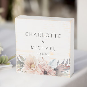 Elegant, White & Pastel Boho Wedding Wooden Box Sign