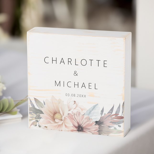 Elegant, White & Pastel Boho Wedding Wooden Box Sign (Creator Uploaded)