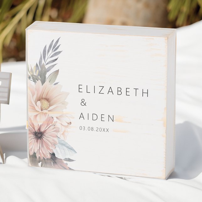 Elegant, White & Pastel Boho Wedding Wooden Box Sign (Creator Uploaded)
