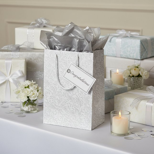 Elegant white pattern medium gift bag (Creator Uploaded)