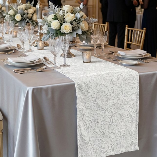Elegant white pattern medium table runner (Creator Uploaded)