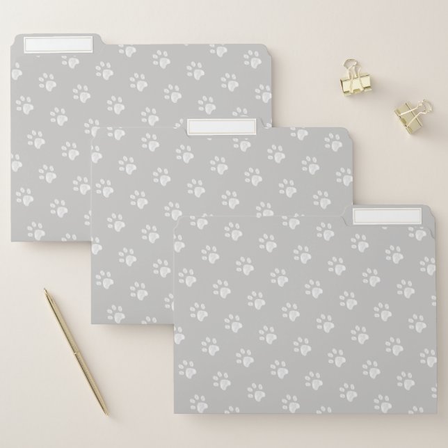 Elegant White Paw Pattern File Folder (Set)