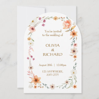 Elegant White & Peach Floral Wedding invitations