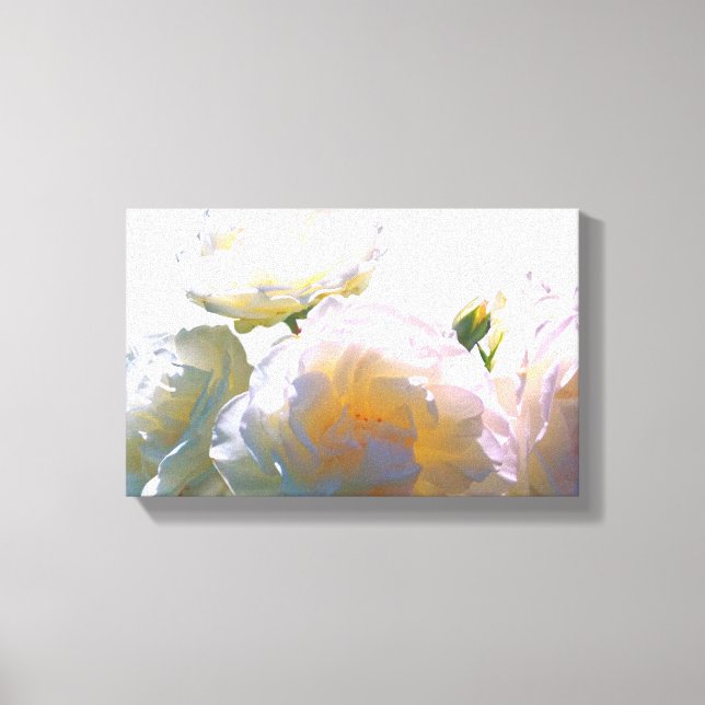 Elegant white peach orange blush roses canvas print (Front)