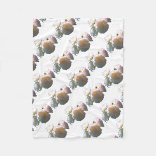 Elegant white peach orange blush roses fleece blanket