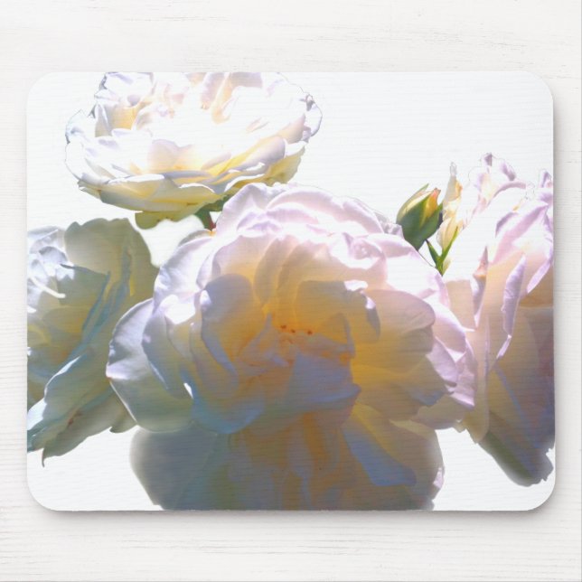 Elegant white peach orange blush roses mouse pad (Front)