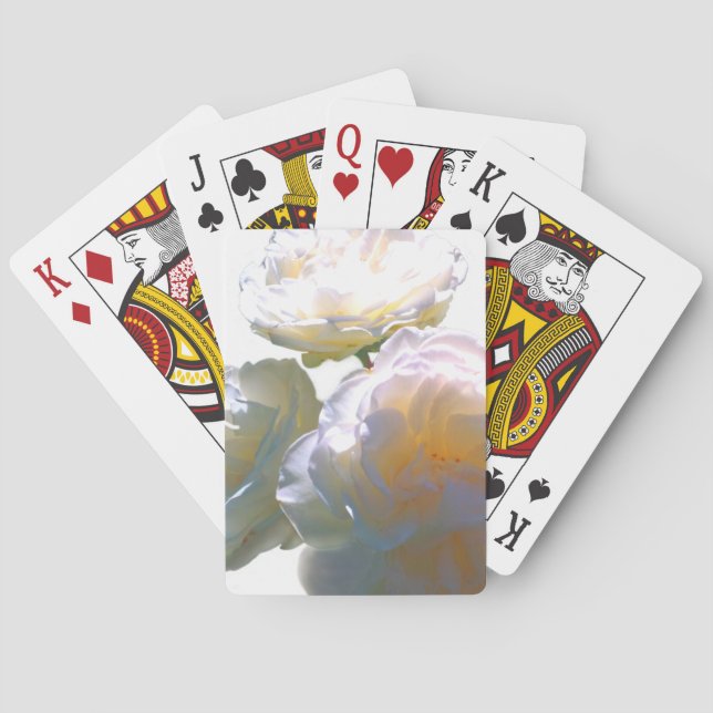 Elegant white peach orange blush roses poker cards (Back)