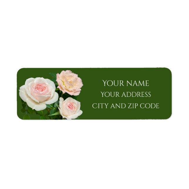 Elegant white peachy pink roses   label (Front)