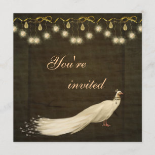 Elegant White Peacock Christmas Party Invitation