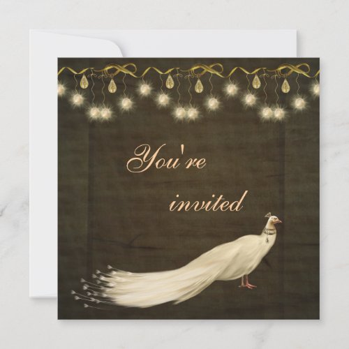 Elegant White Peacock Christmas Party Invitation
