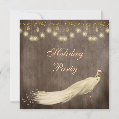 Elegant White Peacock Corporate Christmas Party Invitation