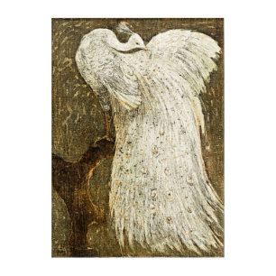 Elegant White Peacock on Branch – Theo van Hoytema Acrylic Print