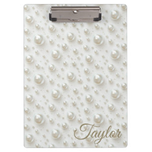 Elegant White Pearl Personalized Clipboard
