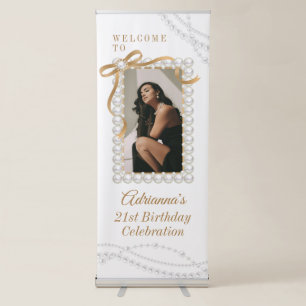 Elegant White Pearl Photo Retractable Banner