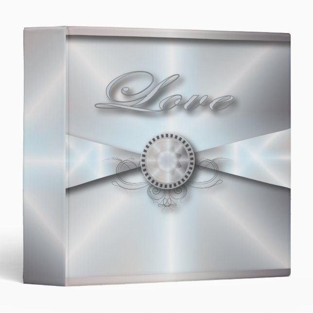 Elegant White Pearl Wedding Binder for Bride (Front/Spine)