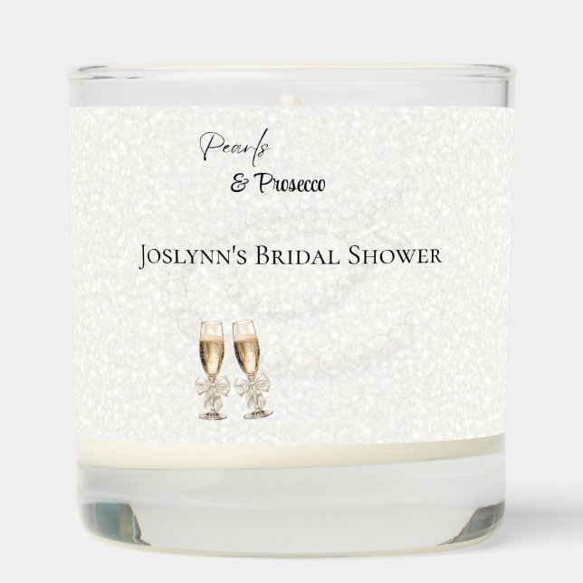 Elegant White Pearls & Prosecco Bridal Shower Scented Candle (Right)