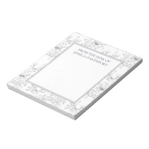 Elegant White Pencil Hand Drawn Flowers From Desk Notepad