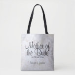 Elegant White Peonies Mother of the Bride Wedding Tote Bag<br><div class="desc">This beautiful tote bag is perfect for thanking your Mother of the Bride. Designed as a part of our White Reflections Wedding Suite, it features black text over a background of reflecting white flowers and hearts. The text is fully customizable and reads: Mother of the Bride, with a place for...</div>