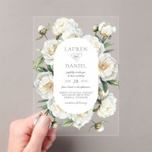 Elegant White Peonies Watercolor Floral Wedding