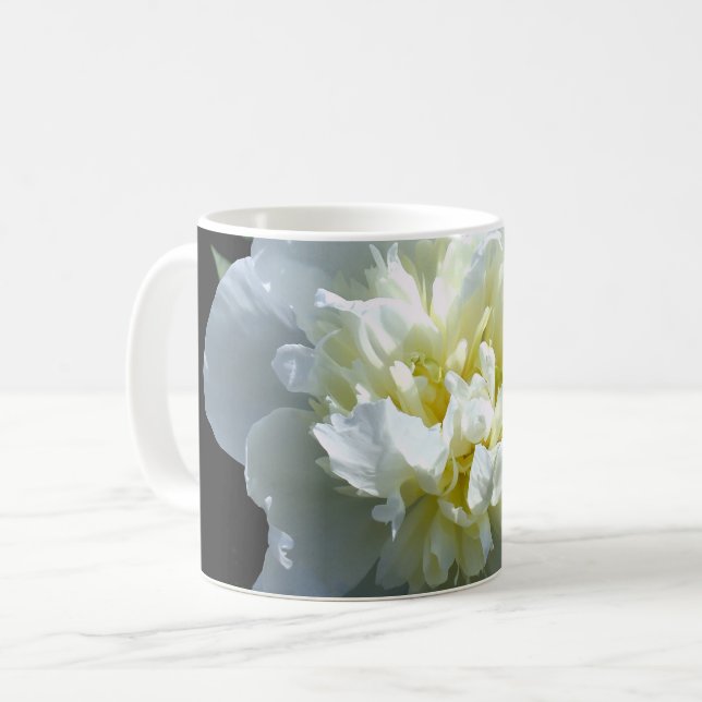 Elegant White peonies white floral photo Coffee Mug (Front Left)