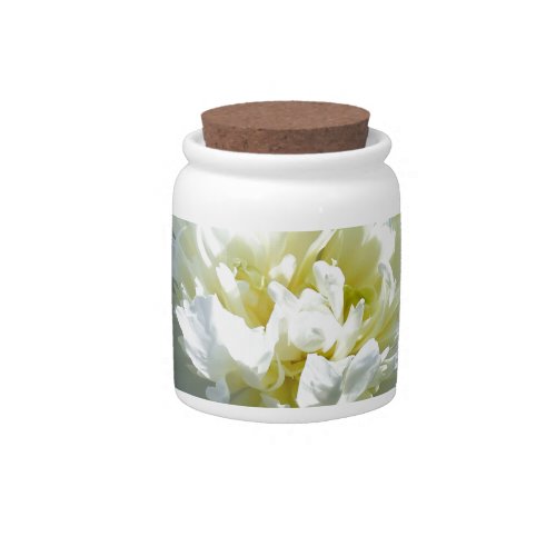 Elegant white peony floral white flower photo candy jar