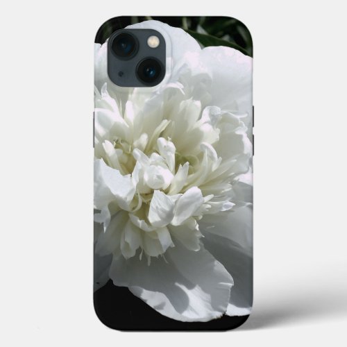 Elegant white peony floral white flower photo iPhone 13 case