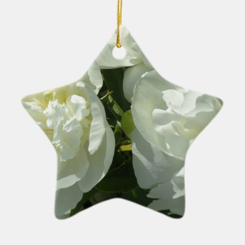 Elegant white peony floral white flower photo ceramic ornament