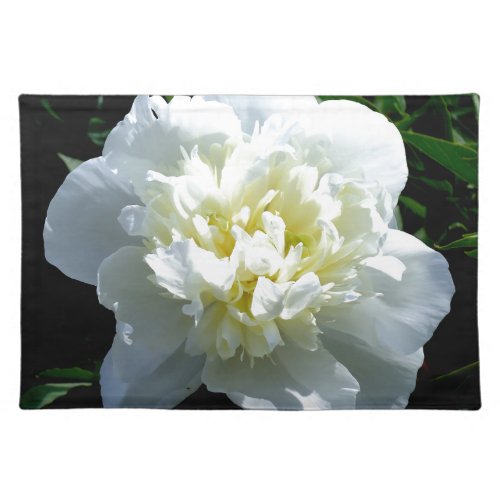 Elegant white peony floral white flower photo cloth placemat