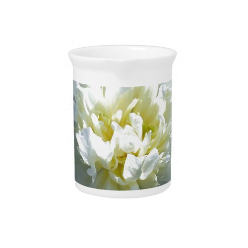 Elegant white peony floral white flower photo drink pitcher