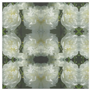 Elegant white peony floral white flower photo fabric