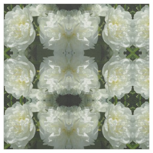 Elegant white peony floral white flower photo fabric