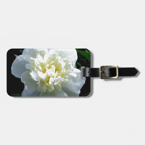 Elegant white peony floral white flower photo luggage tag