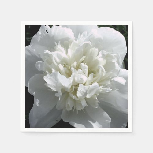 Elegant white peony floral white flower photo paper napkins