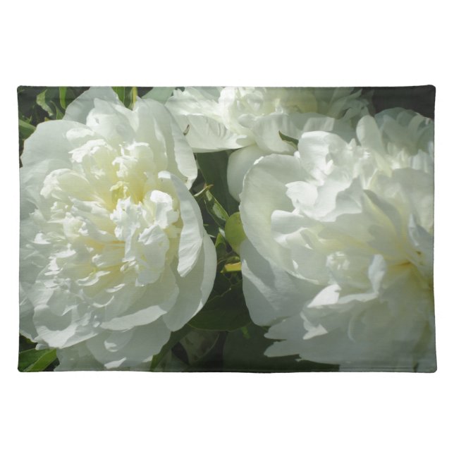 Elegant white peony floral white flower photo placemat (Front)
