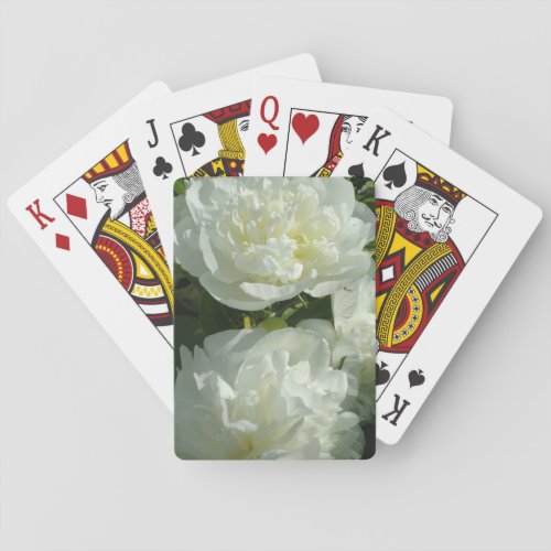 Elegant white peony floral white flower photo playing cards