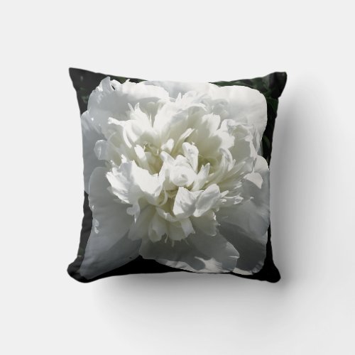 Elegant white peony floral white flower photo throw pillow