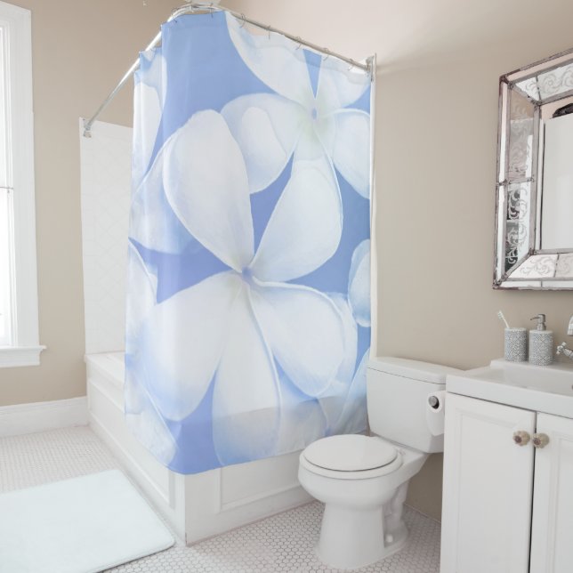 Elegant White Periwinkle Floral | Shower Curtain (In Situ)
