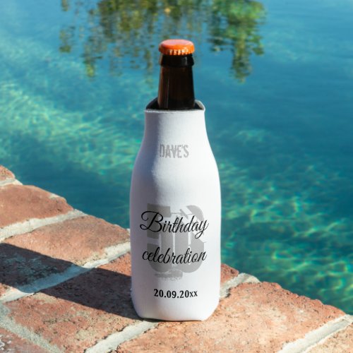 Elegant White Personalised 50th Any Birthday  Bottle Cooler