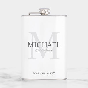 Elegant White Personalized Groomsmen Flask