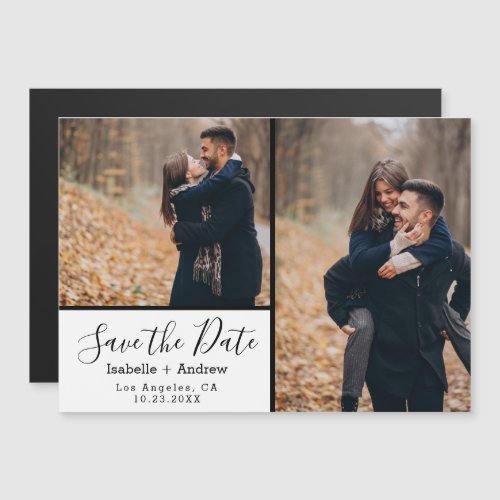 Elegant White Photo Save the Date Magnetic Invitation