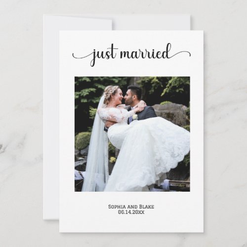 Elegant White Photo Wedding Announcement