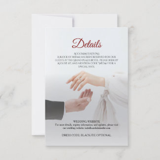Elegant White Photo Wedding Details Card Rings