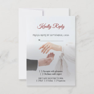 Elegant White Photo Wedding RSVP Reply Card