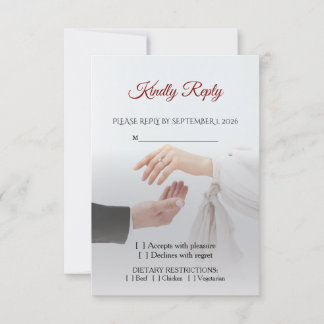 Elegant White Photo Wedding RSVP Reply Card