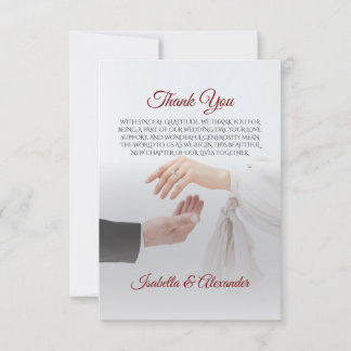Elegant White Photo Wedding Thank You Card Rings