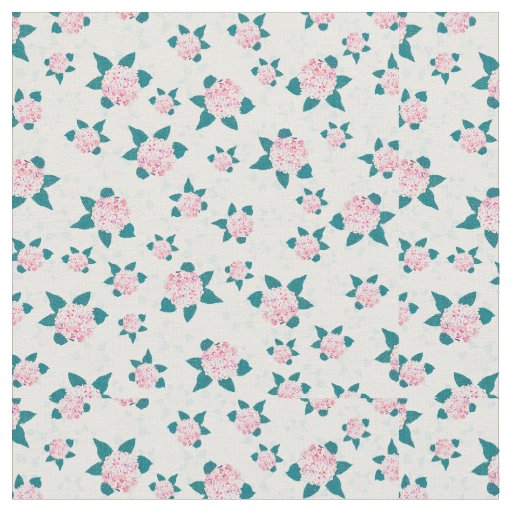 Elegant white Pink Blooming Hydrangea Floral Fabric