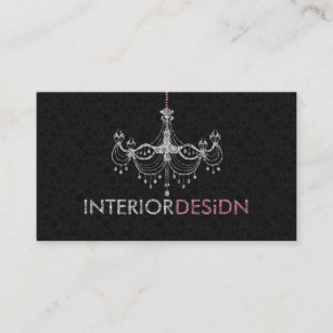 Elegant White & Pink Chandelier Interior Design 3 Business Card